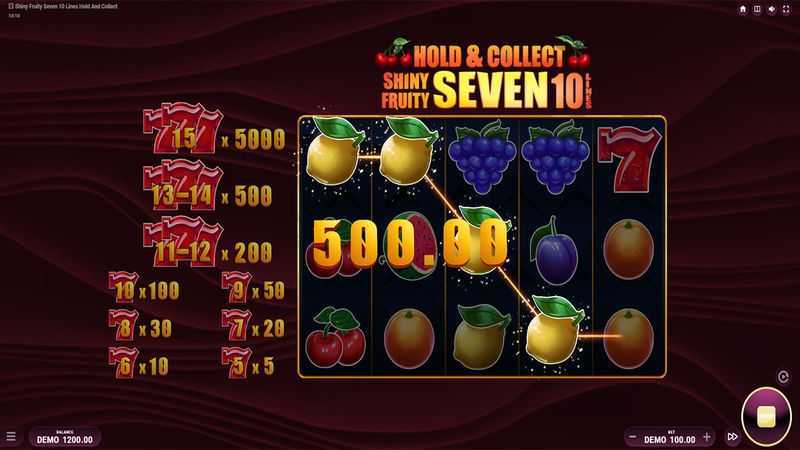 Shiny Fruity Seven 10 Lines Hold and Collect